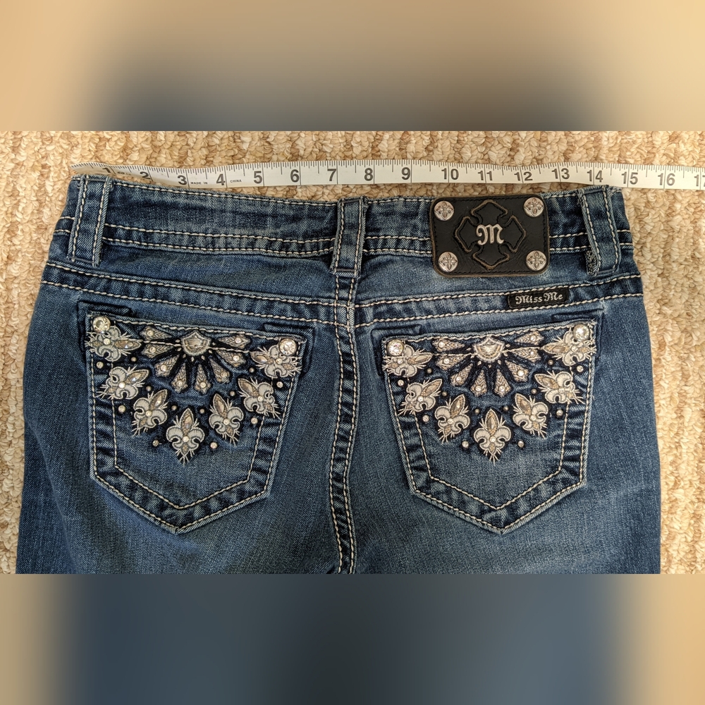 Miss Me Blue Boot Cut Jeans with Embroidered Details Slim Fit